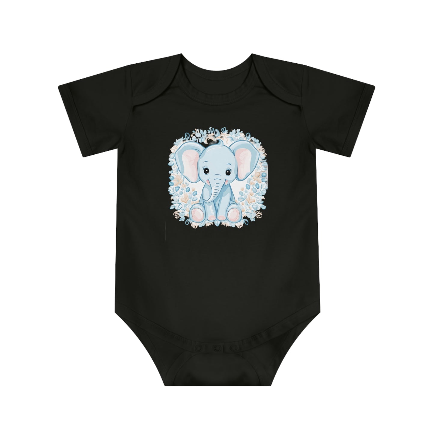 Blue Elephant Baby Short Sleeve Bodysuit