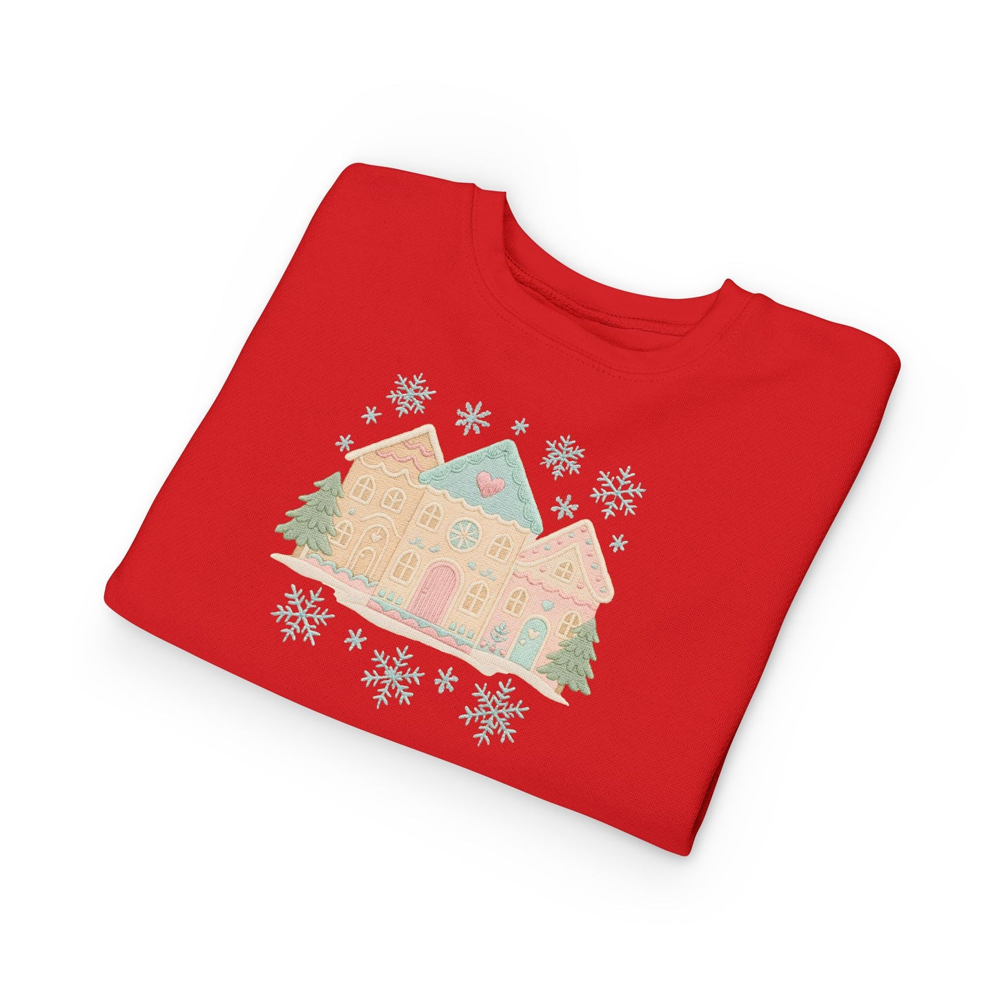 Toddler Sweatshirt — Pastel Holiday Houses Winter Crewneck