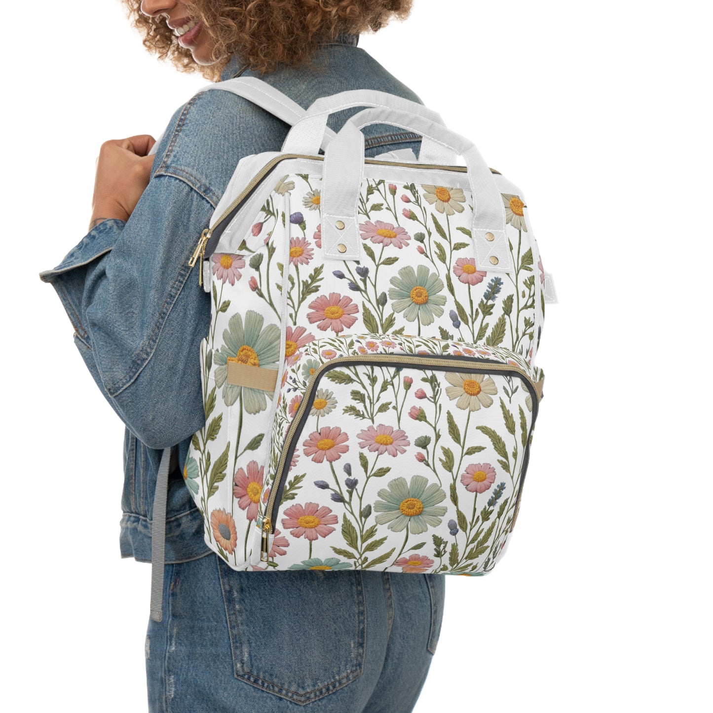Summer Flowers Multifunctional Diaper Backpack