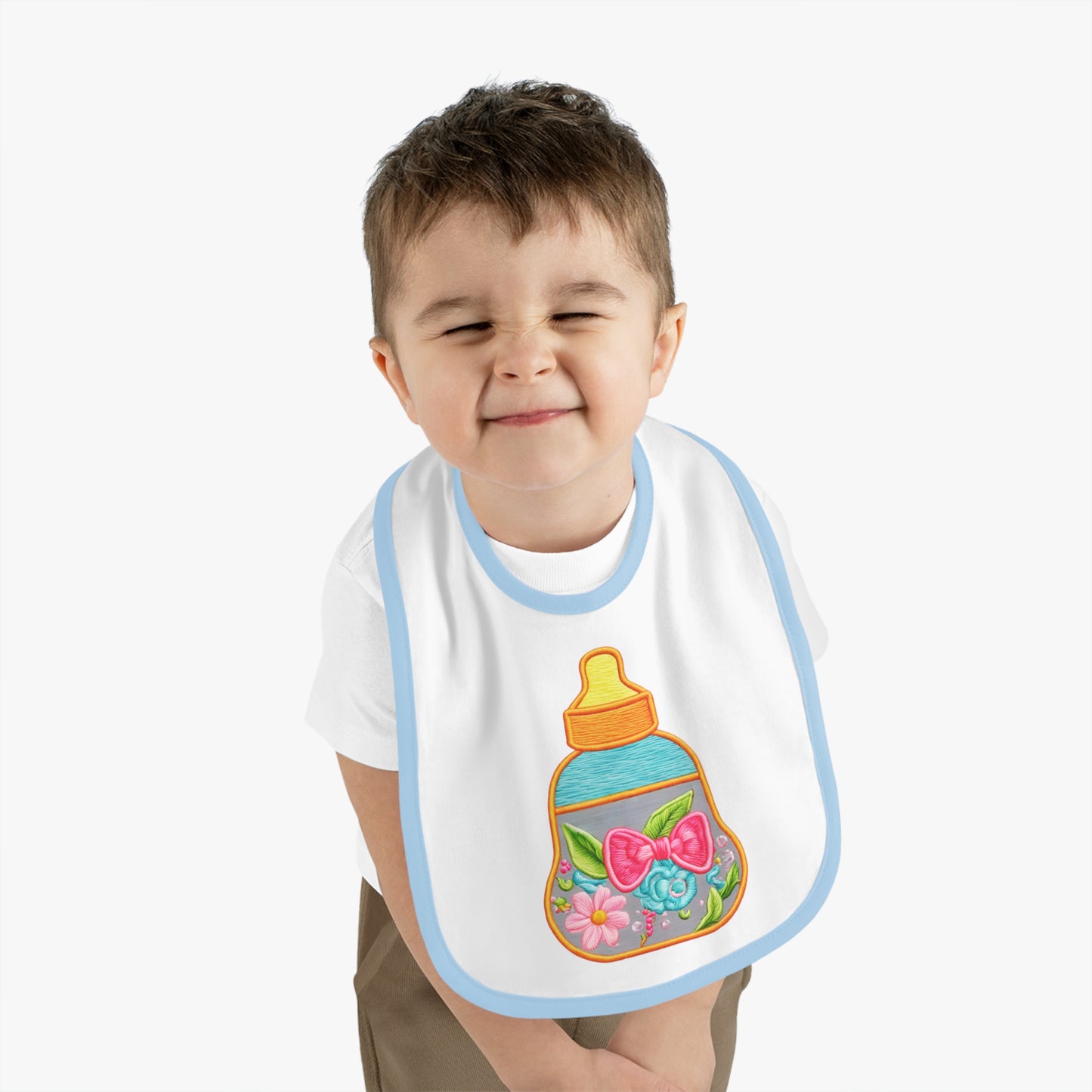 Flower Baby Milk Bottlle Jersey Bib