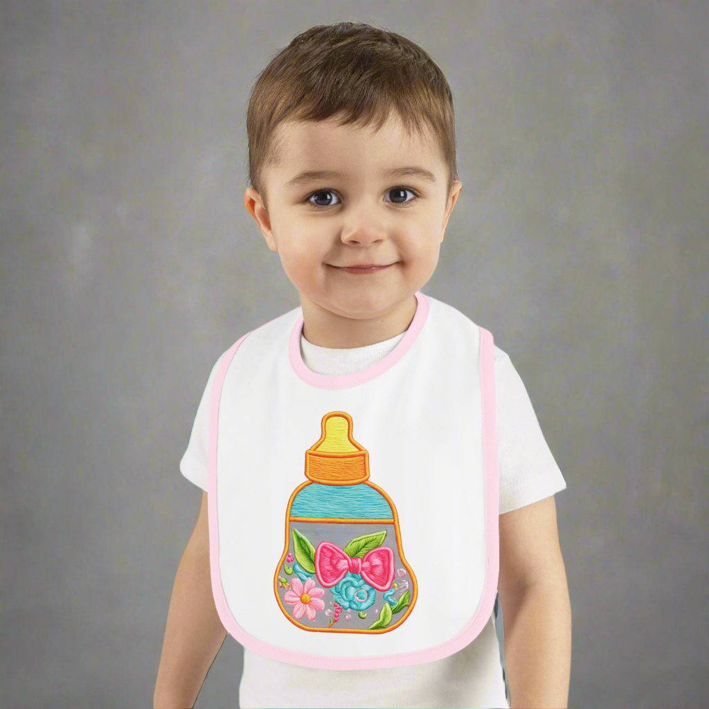 Flower Baby Milk Bottlle Jersey Bib