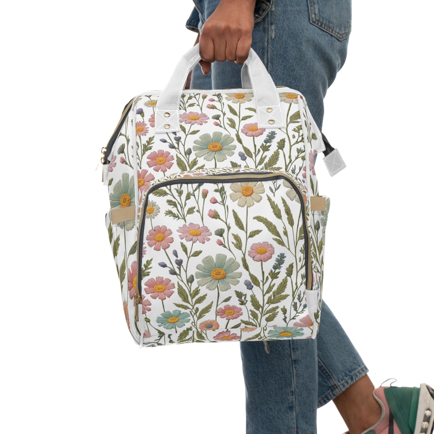 Summer Flowers Multifunctional Diaper Backpack