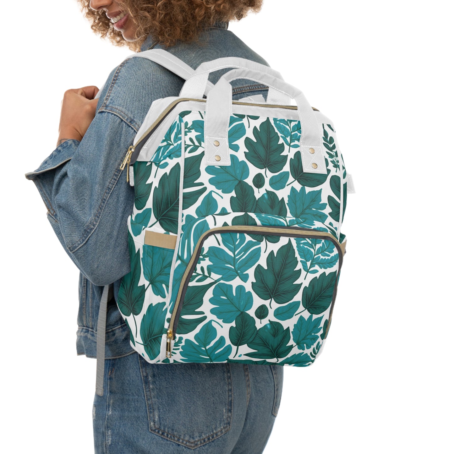 Blue Leaves Multifunctional Diaper Backpack