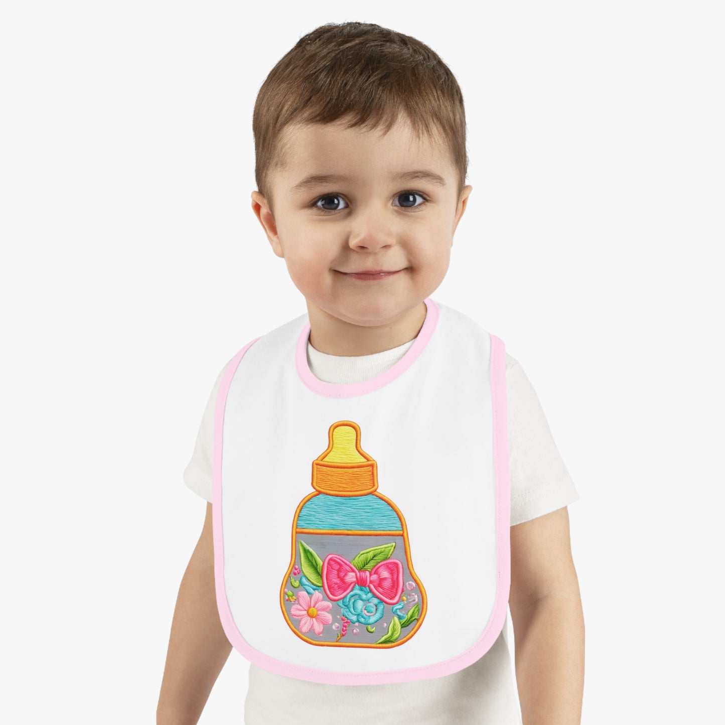 Flower Baby Milk Bottlle Jersey Bib