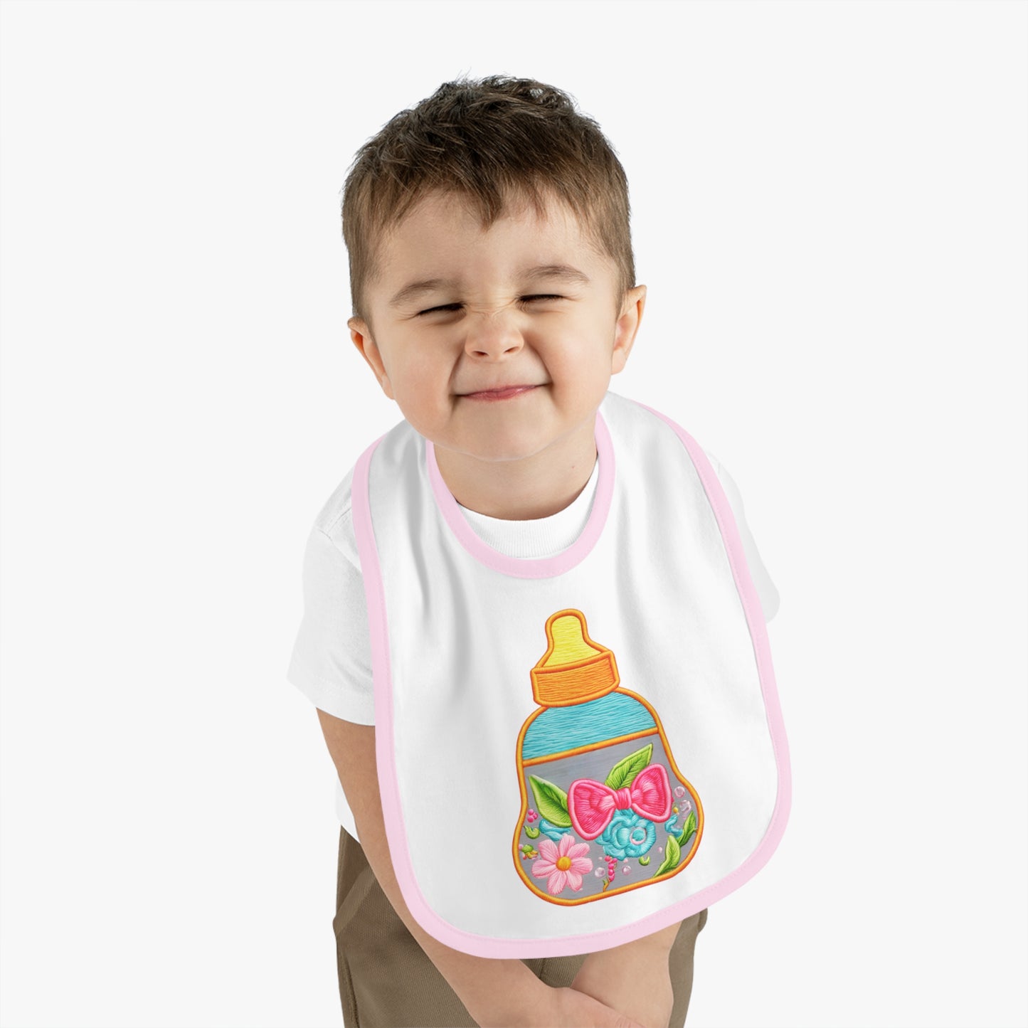 Flower Baby Milk Bottlle Jersey Bib