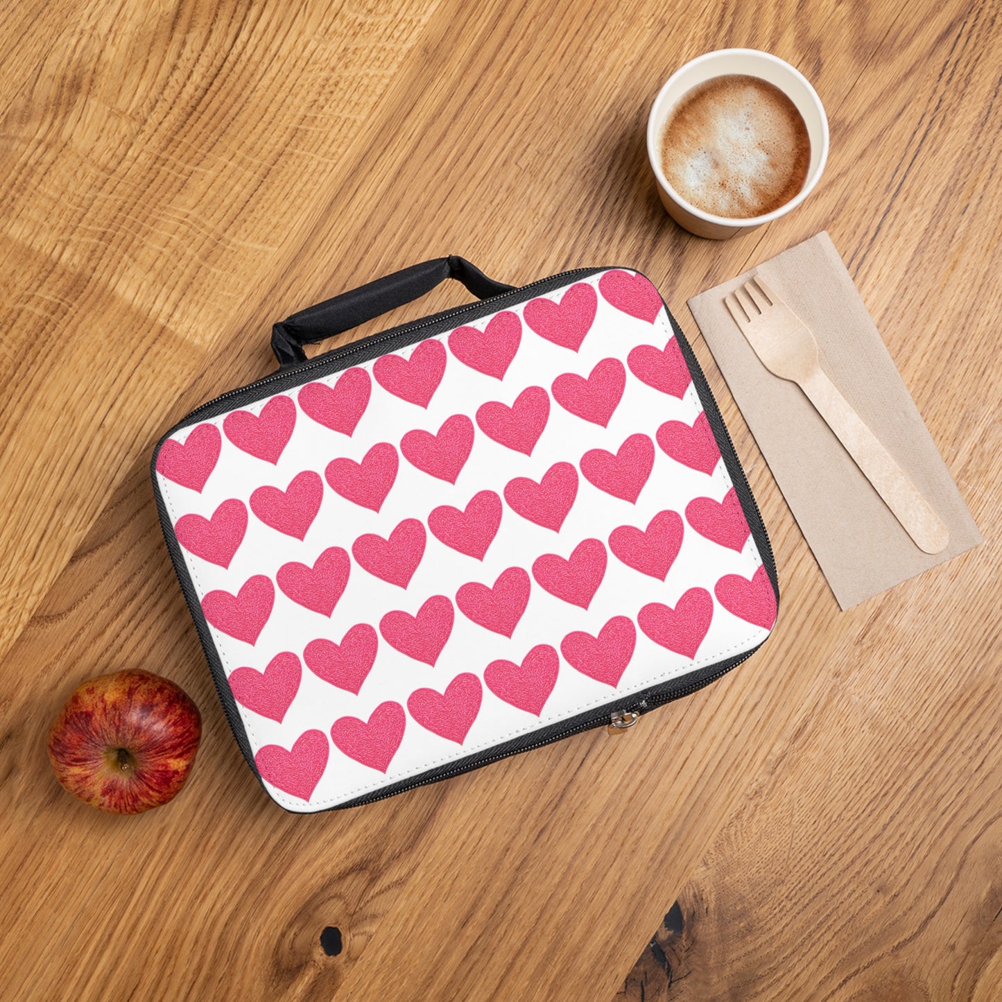 Pink Hearts Insulated Lunch Bag