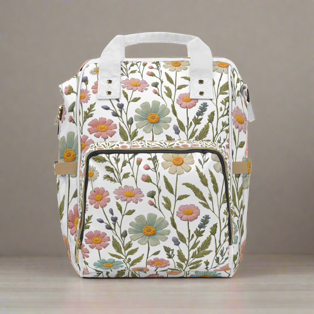 Summer Flowers Multifunctional Diaper Backpack