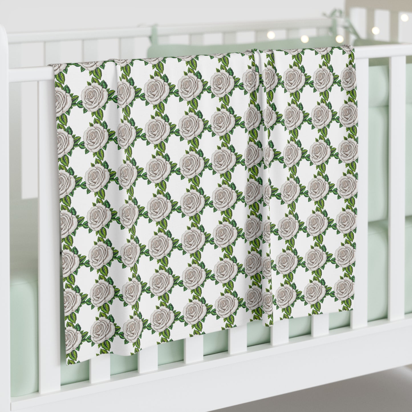 White Rose Baby Swaddle Blanket