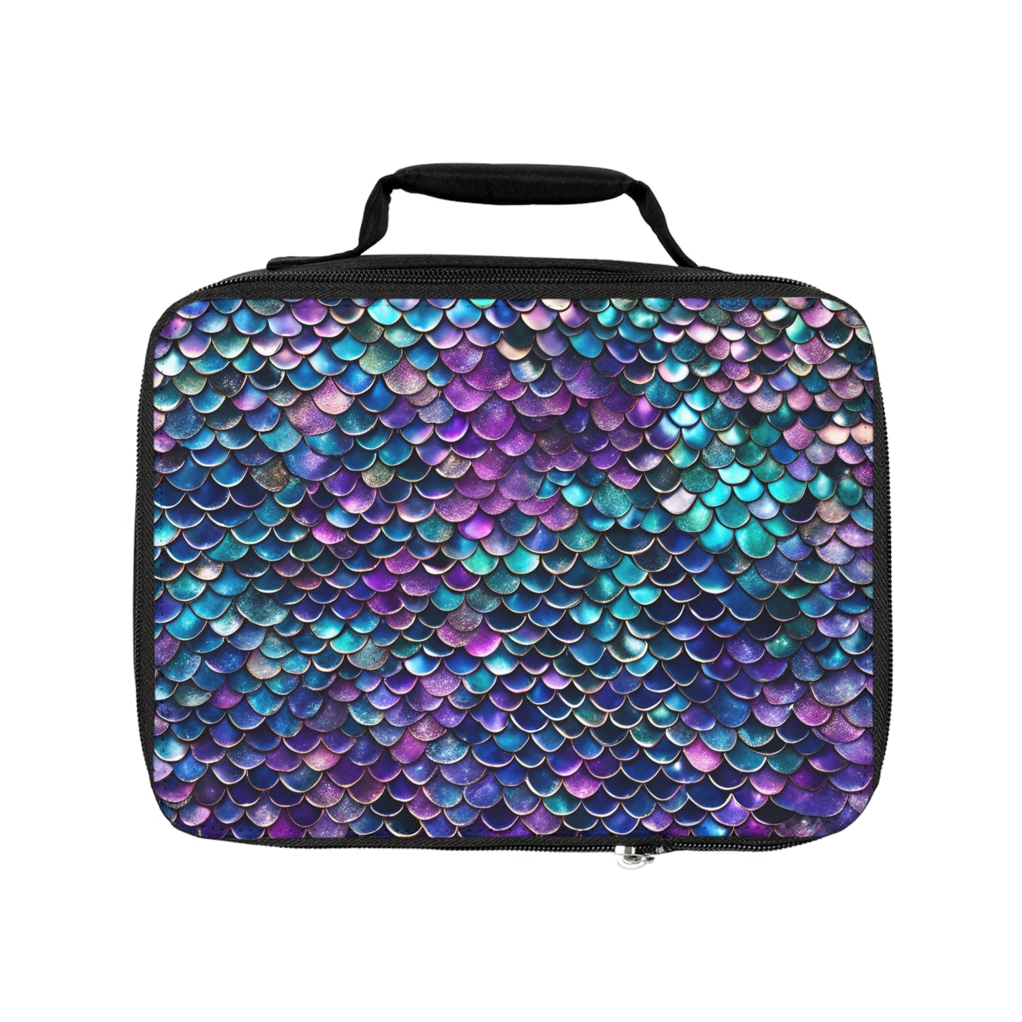 Lavender /Aquamarine Sparkling Mermaid Scallops Insulated Lunch Bag