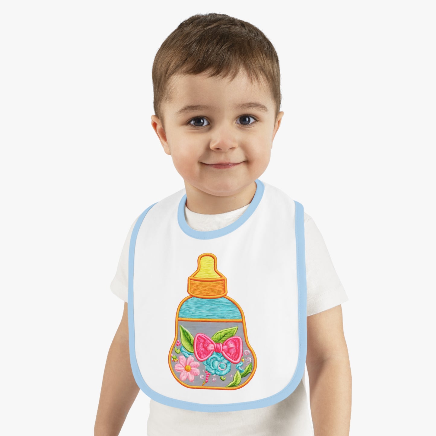 Flower Baby Milk Bottlle Jersey Bib