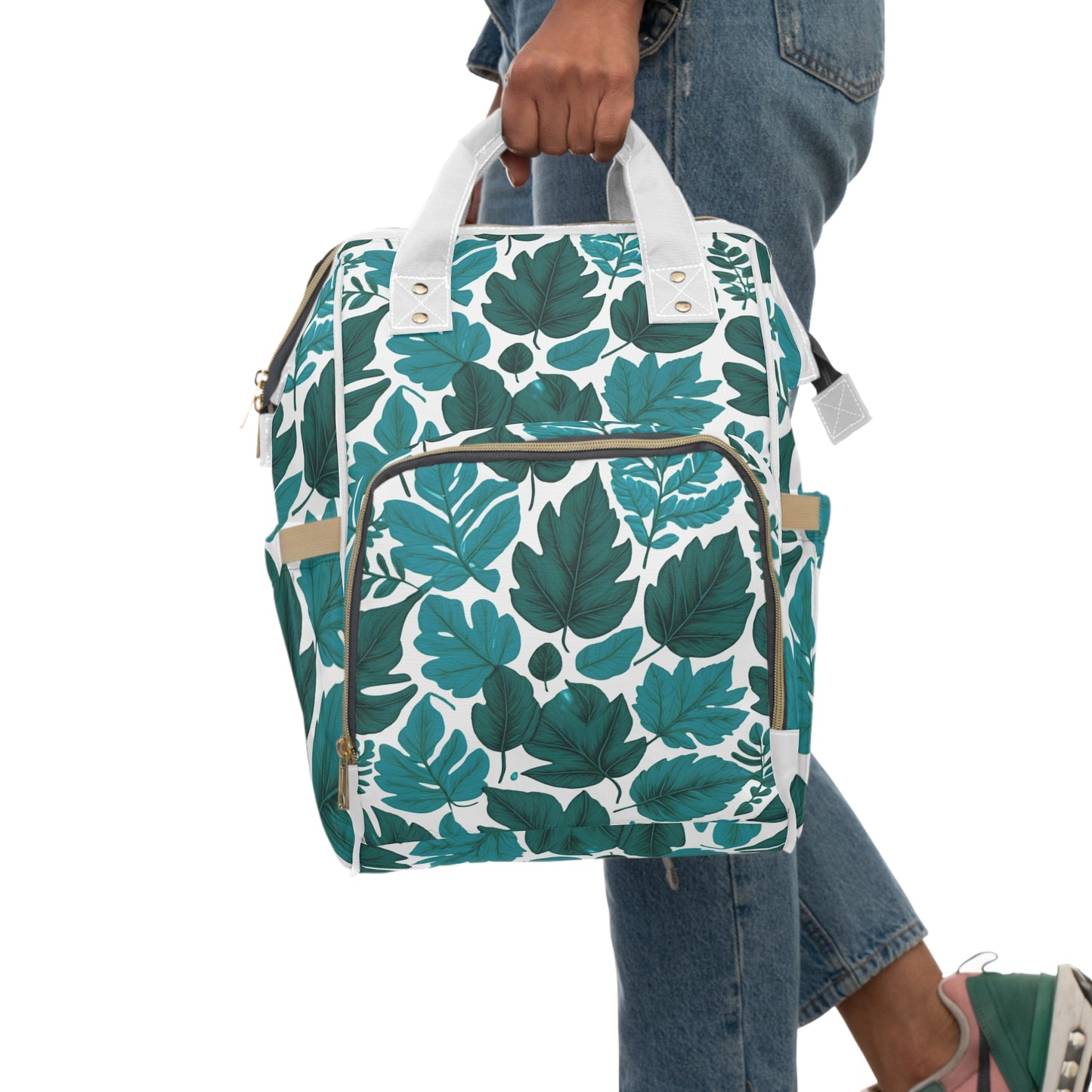 Blue Leaves Multifunctional Diaper Backpack