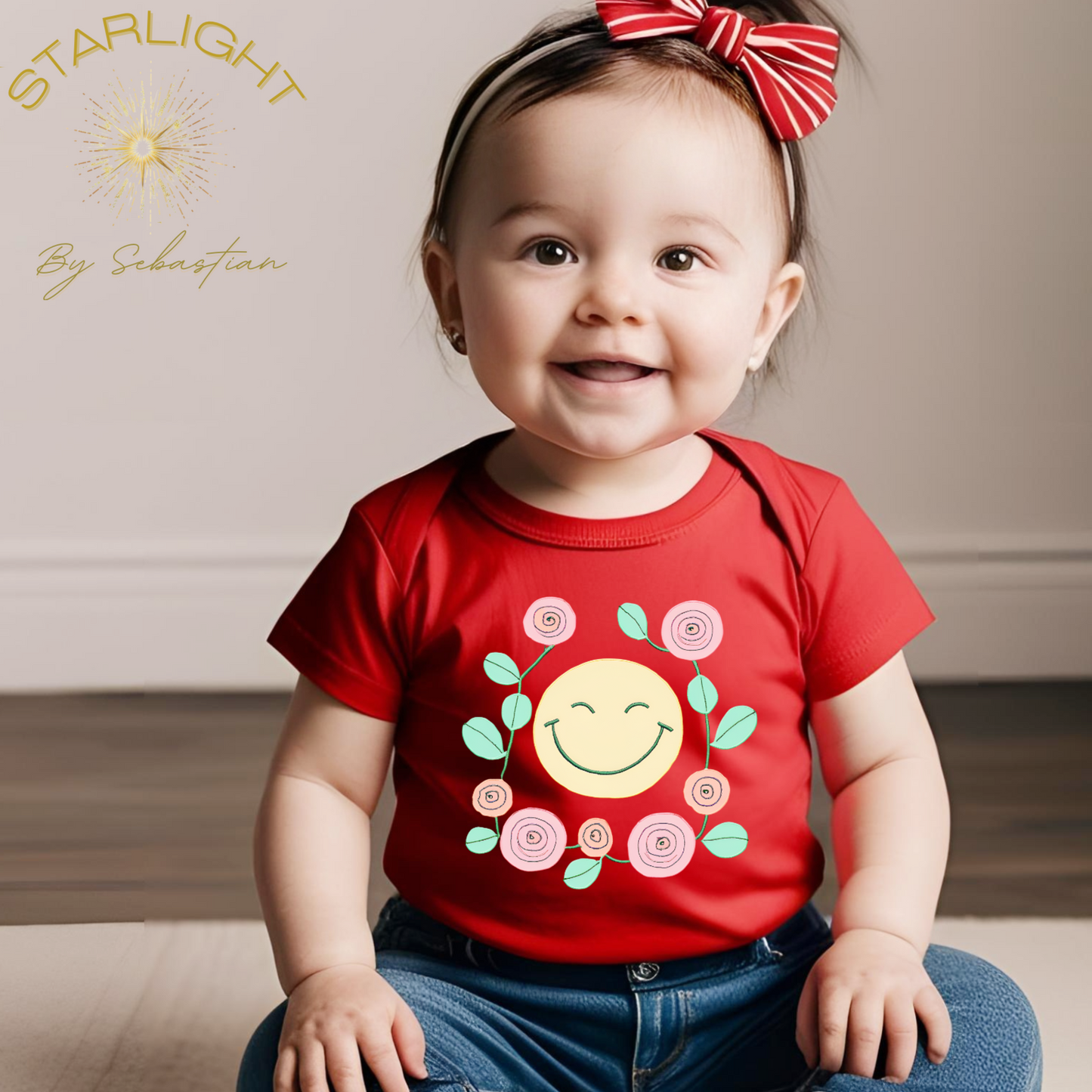 Smiling Face Floral Infant Outfit