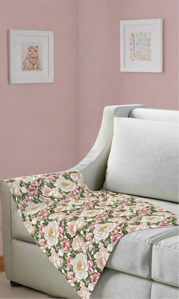 Pink and White Roses Baby Swaddle Blanket