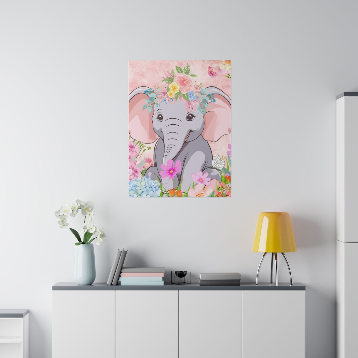 Happy  Elephant Matte Canvas, Stretched, 0.75"