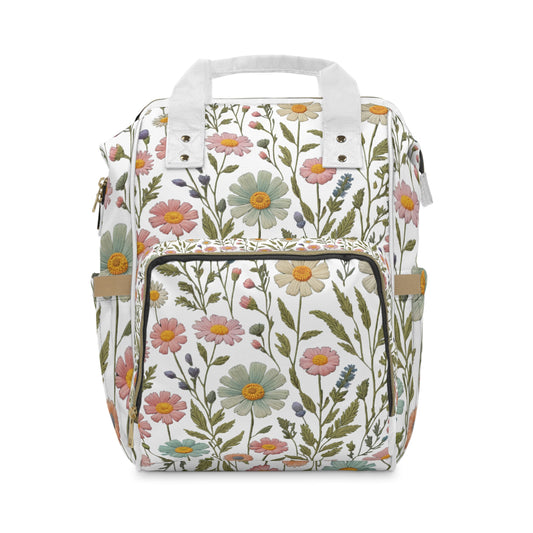 Summer Flowers Multifunctional Diaper Backpack