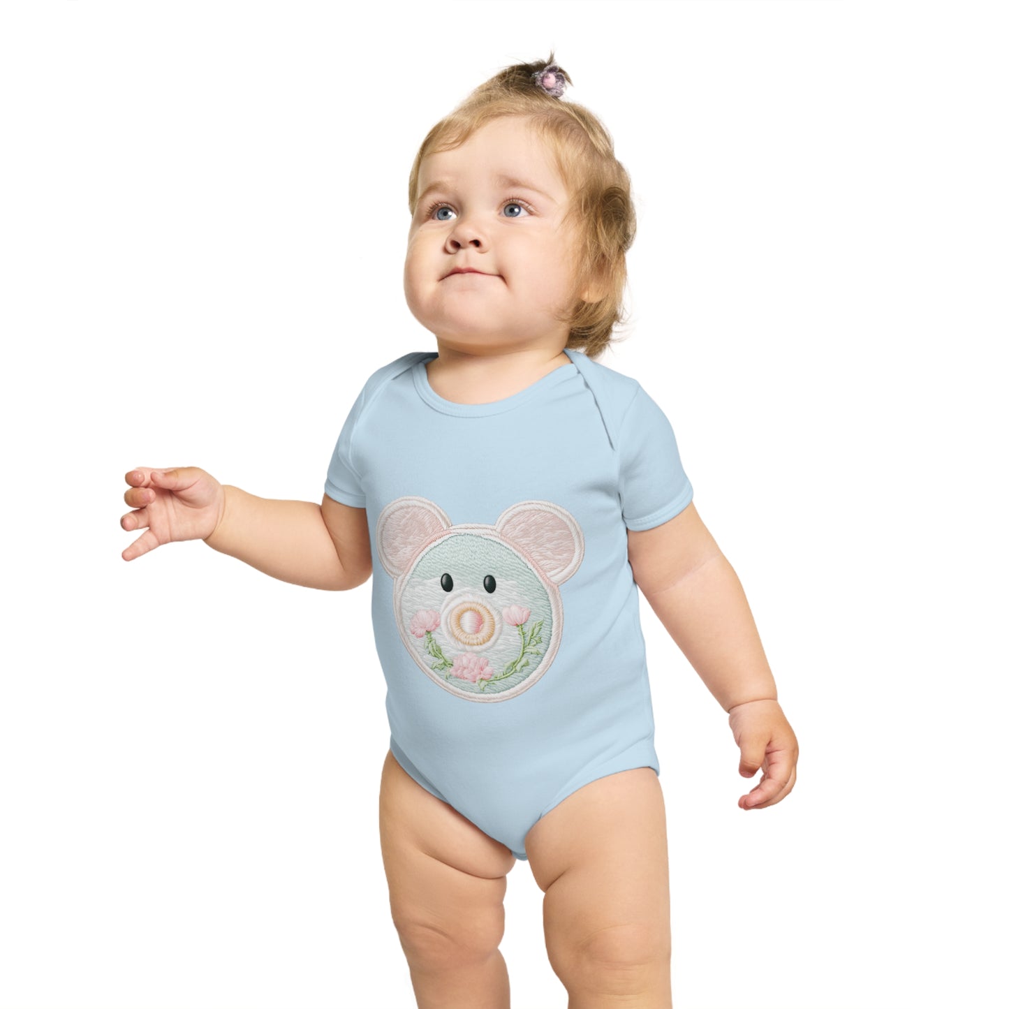 Pink/ Blue Pacifier Girl Short Sleeve Baby Bodysuit