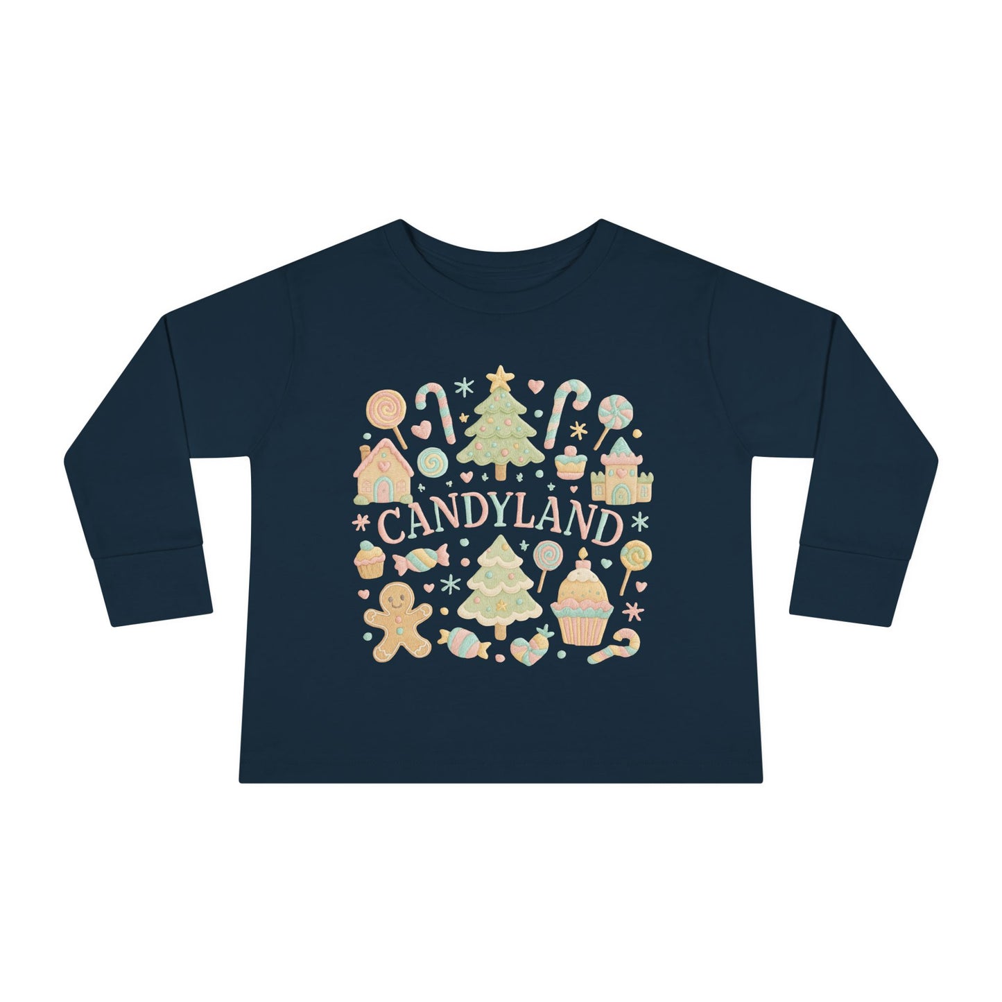 Candyland Toddler Long Sleeve Tee — Christmas Gingerbread Holiday Shirt