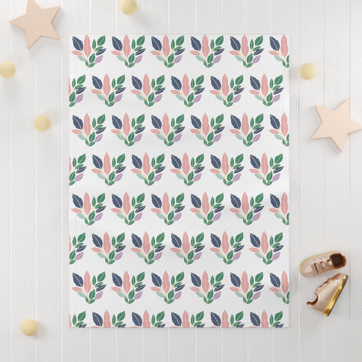 Tricolor Leaves Soft Fleece Baby Blanket