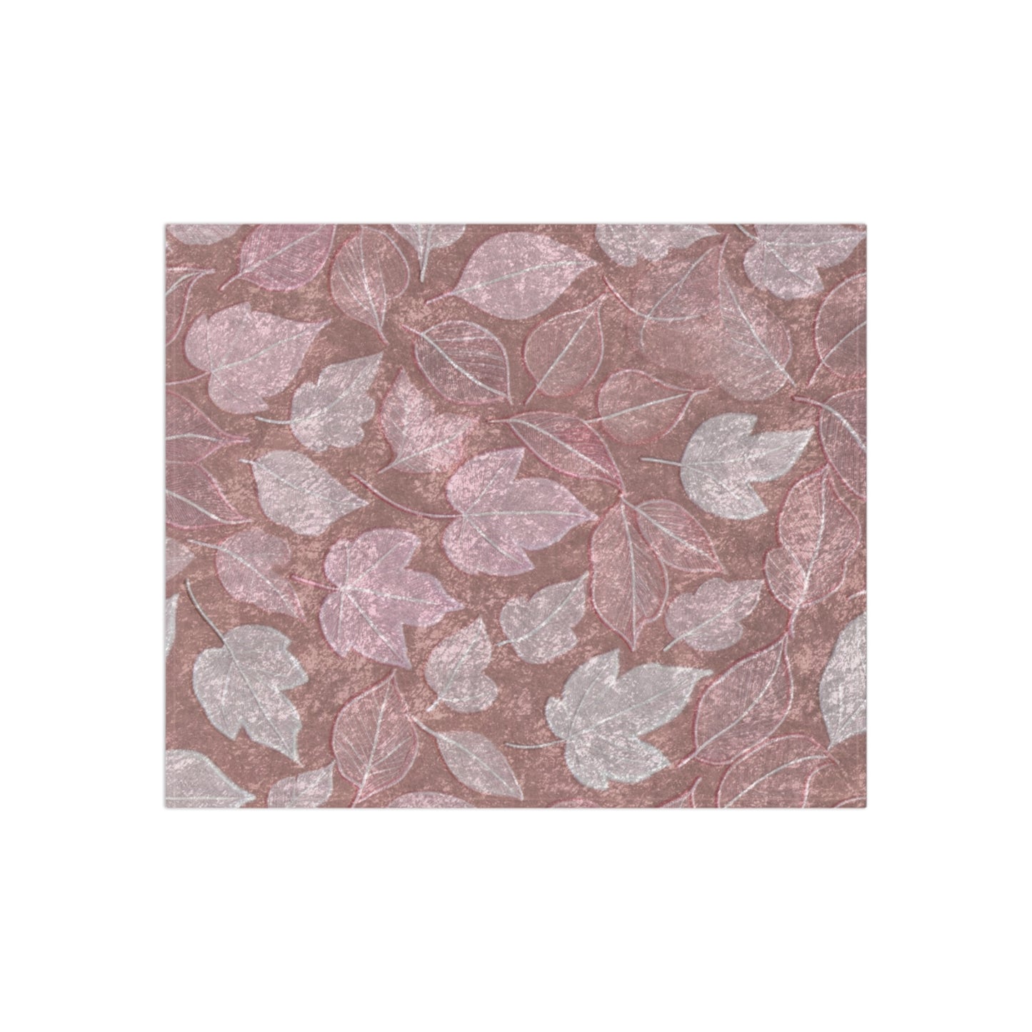 Pink Foliage Crushed Velvet Blanket