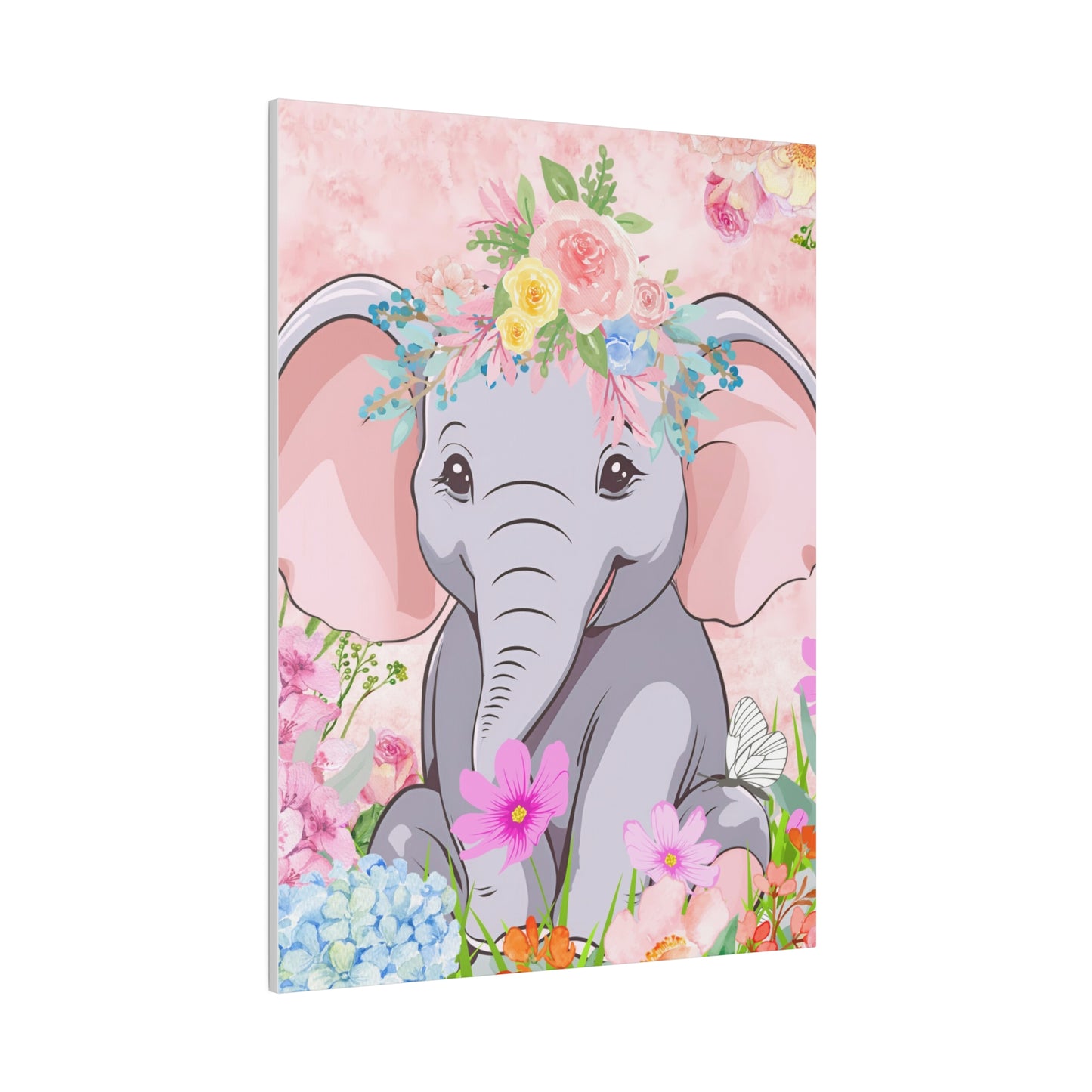 Happy  Elephant Matte Canvas, Stretched, 0.75"