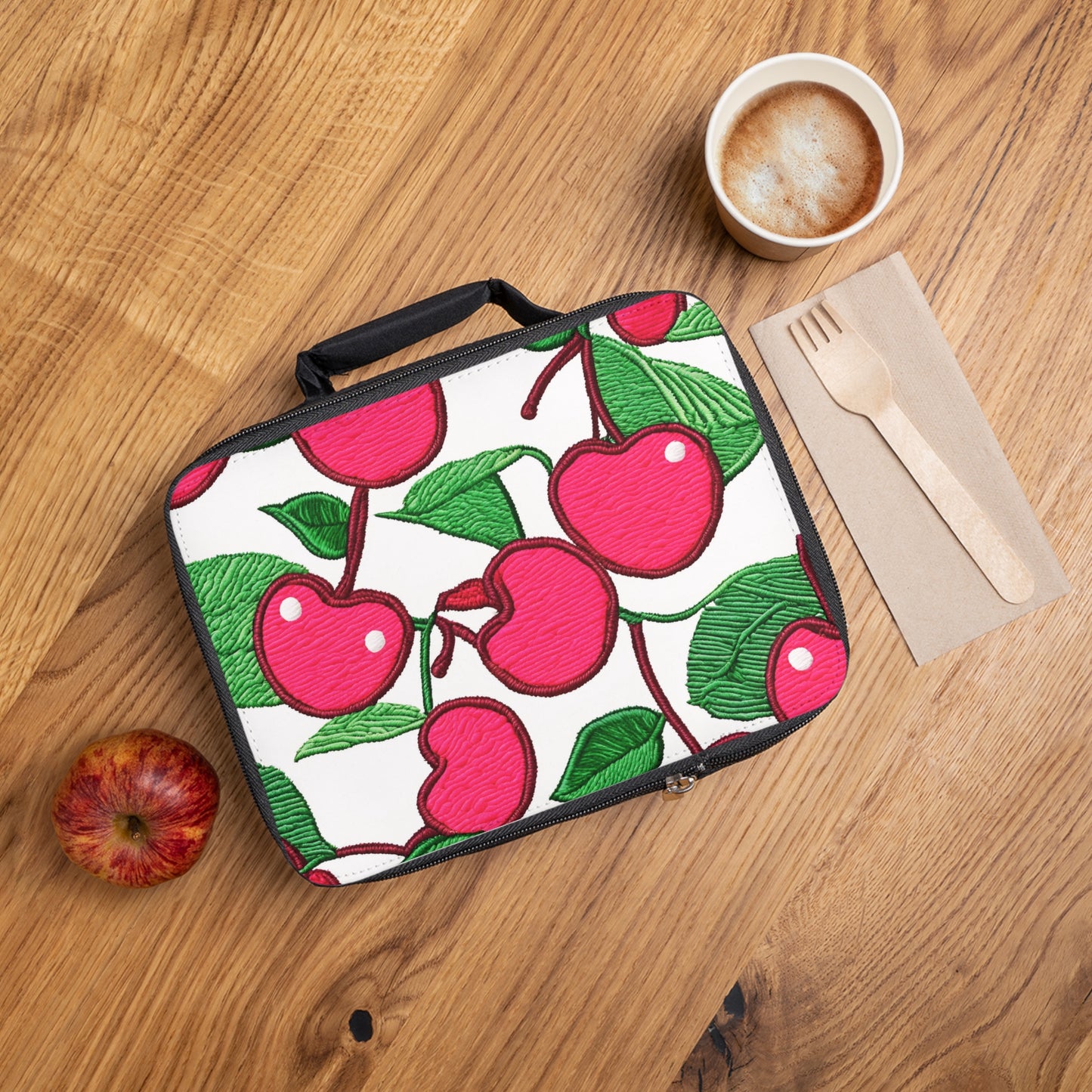 Pink Cherry Insulated Lunch Bag