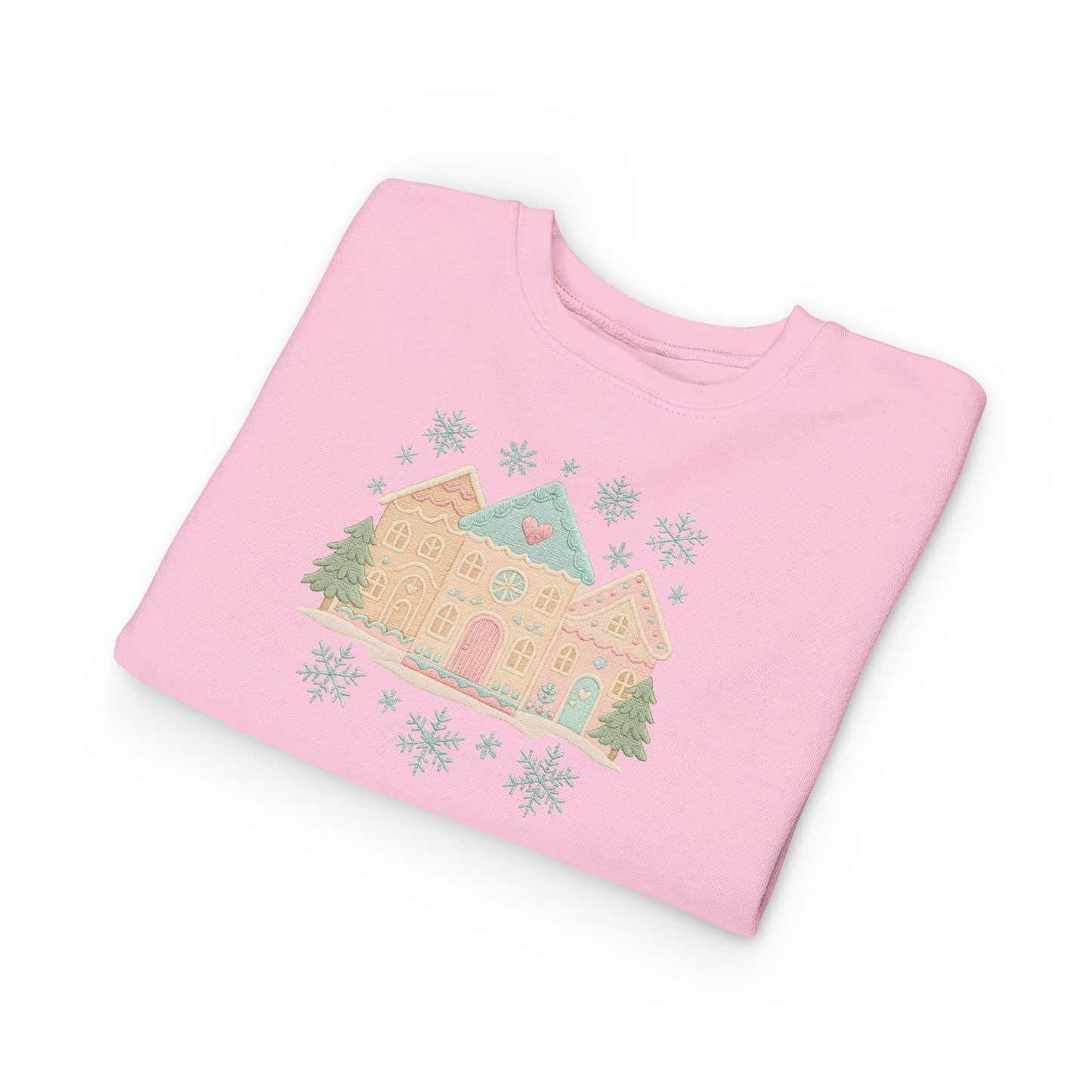 Toddler Sweatshirt — Pastel Holiday Houses Winter Crewneck