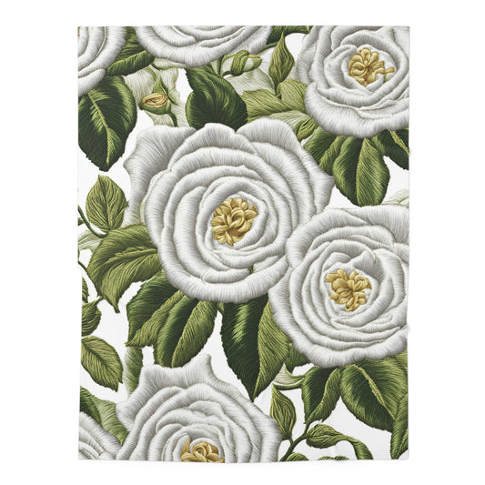 White Roses Baby Swaddle Blanket