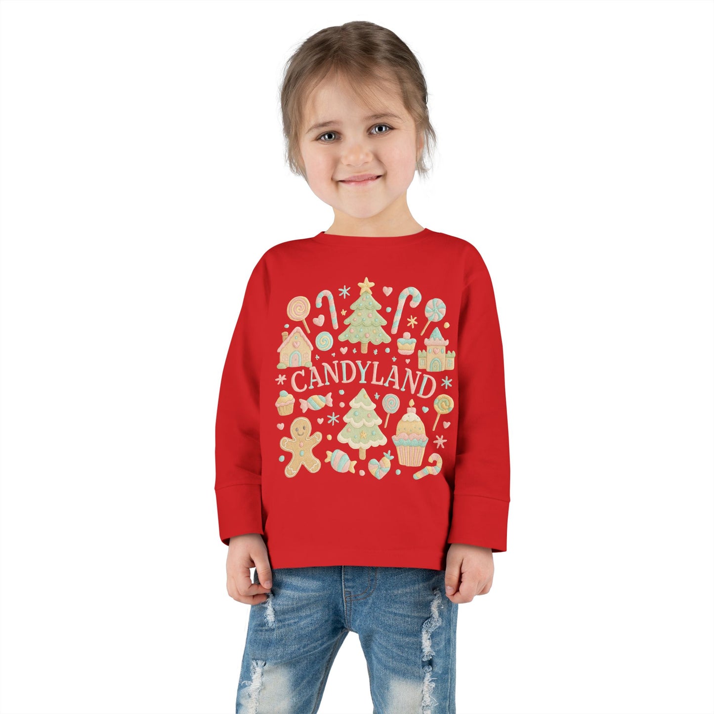 Candyland Toddler Long Sleeve Tee — Christmas Gingerbread Holiday Shirt