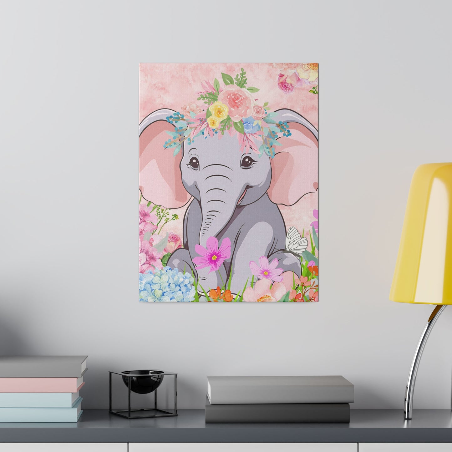 Happy  Elephant Matte Canvas, Stretched, 0.75"