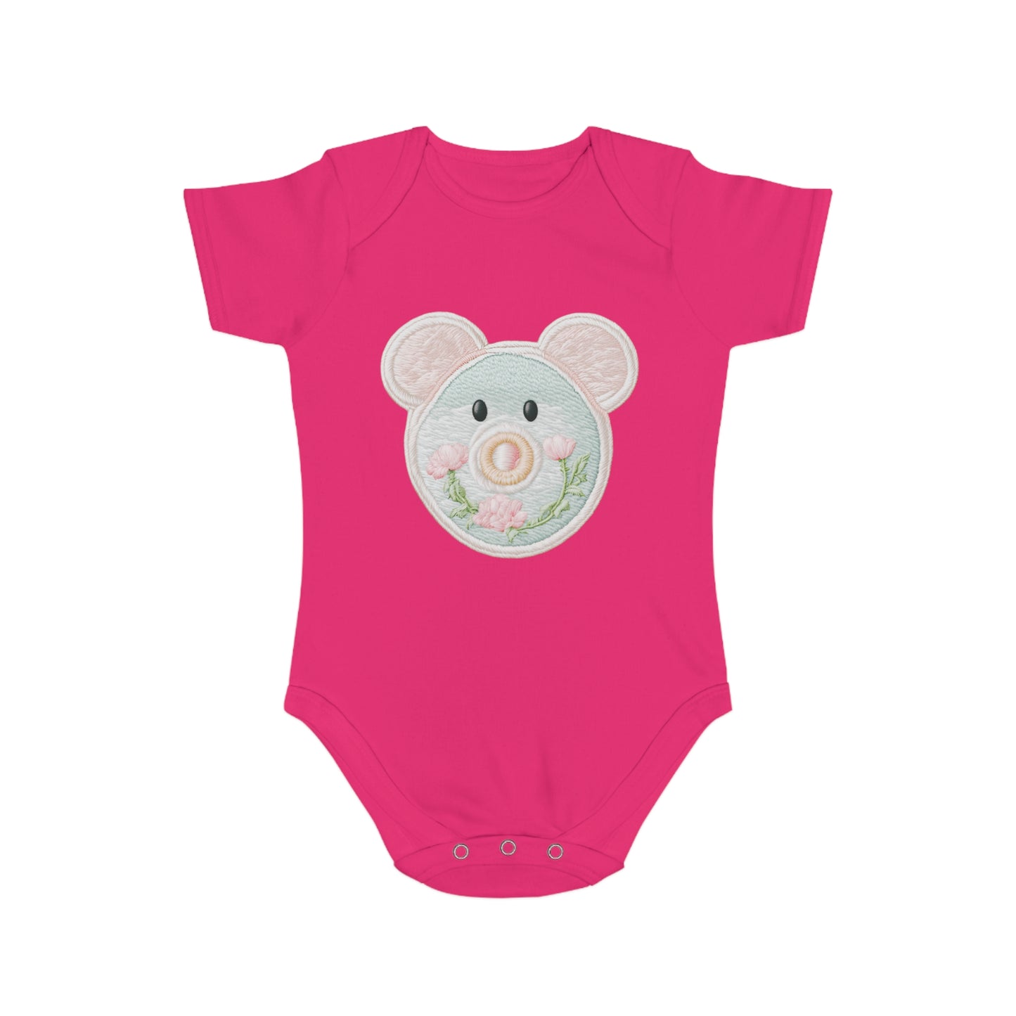 Pink/ Blue Pacifier Girl Short Sleeve Baby Bodysuit