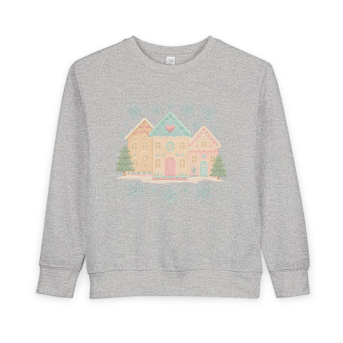Toddler Sweatshirt — Pastel Holiday Houses Winter Crewneck