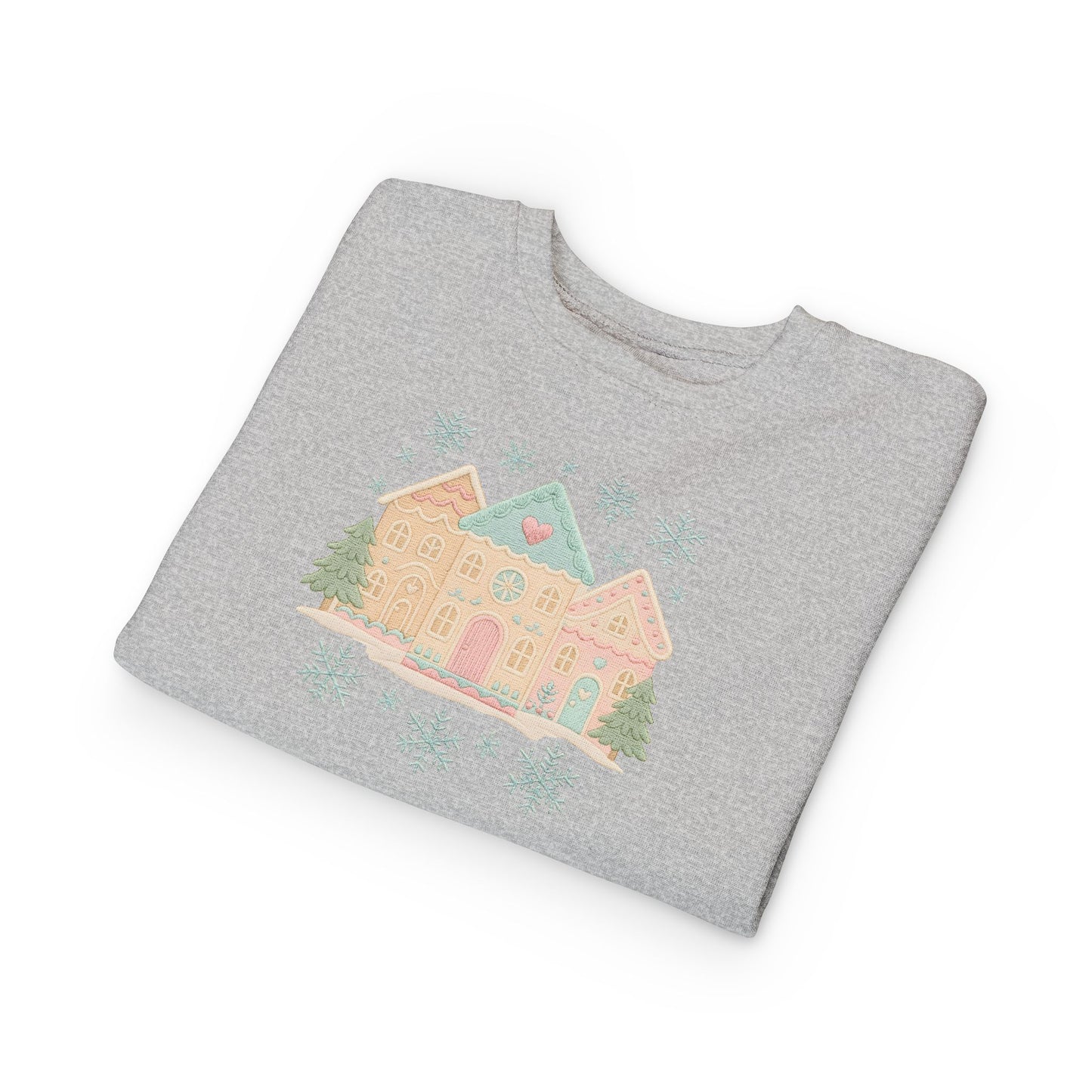 Toddler Sweatshirt — Pastel Holiday Houses Winter Crewneck
