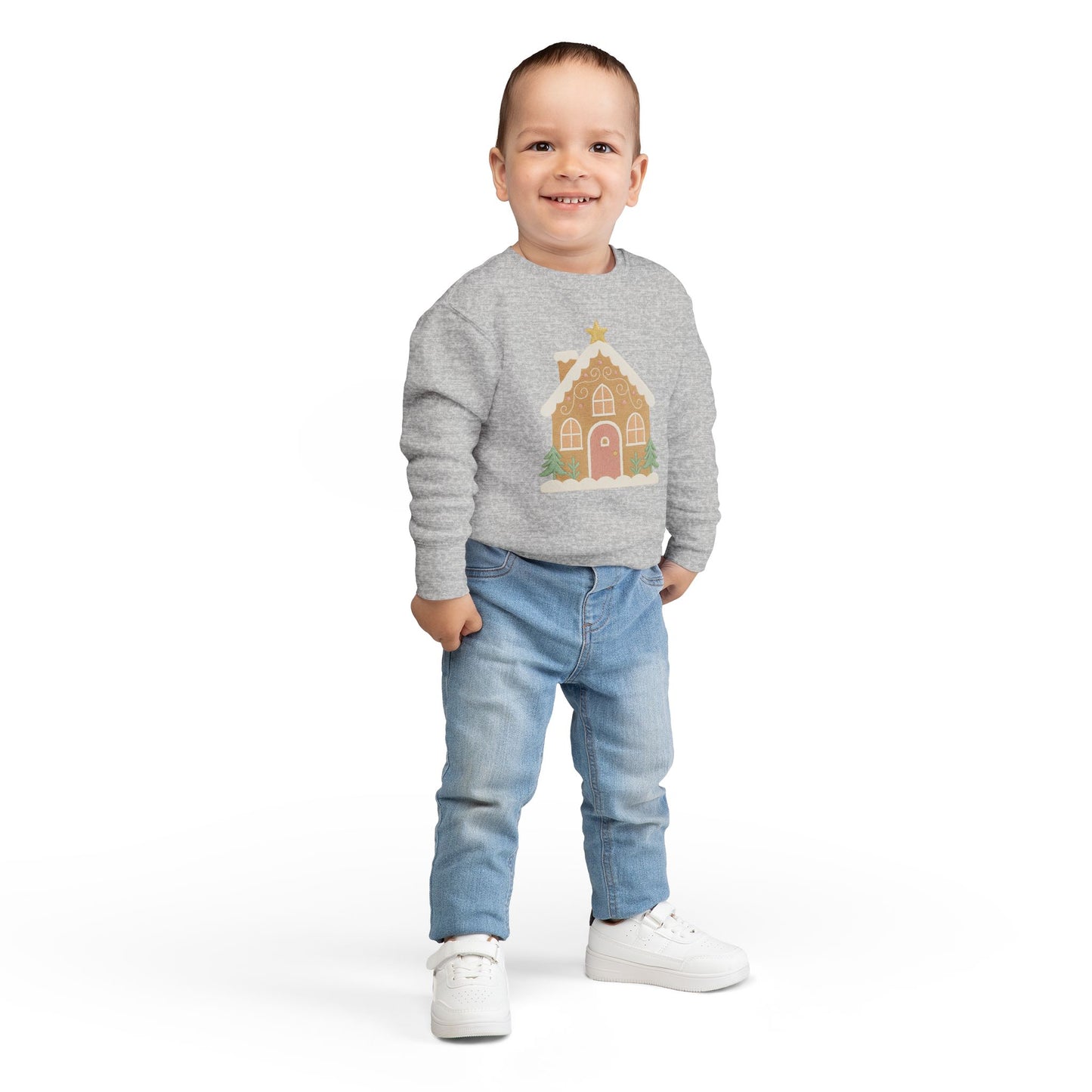 Toddler Sweatshirt - Cute Gingerbread House Christmas Pullover for Kids