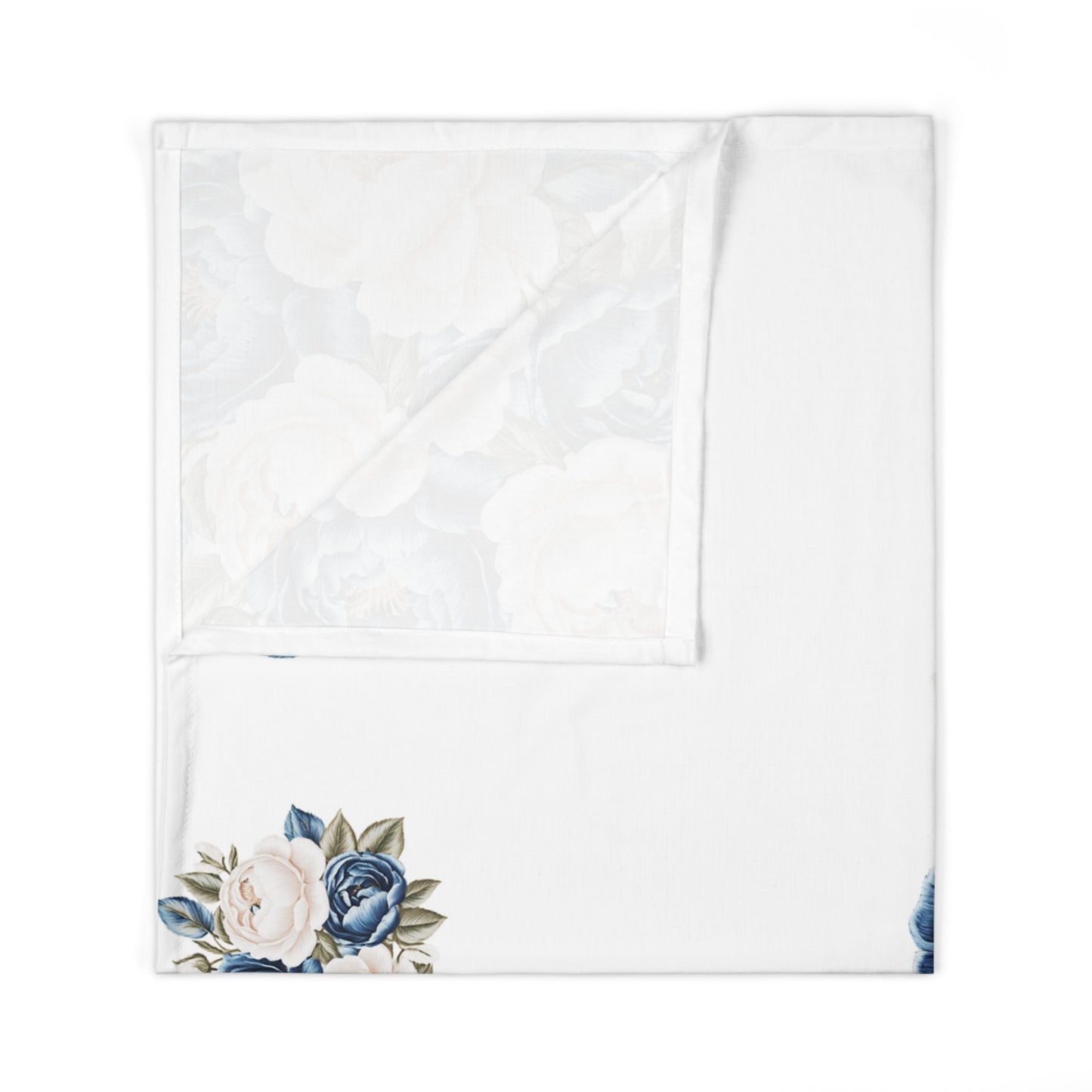 Cream and Blue Roses Baby Swaddle Blanket