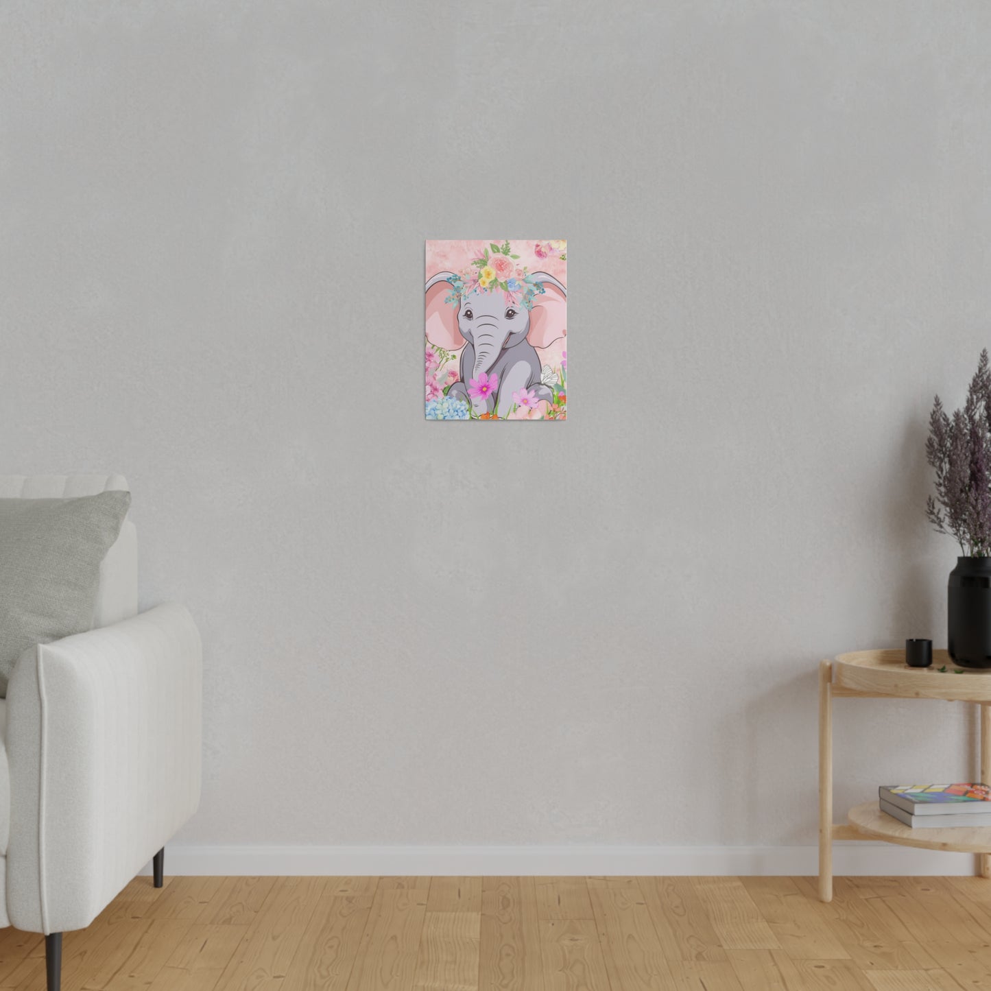 Happy  Elephant Matte Canvas, Stretched, 0.75"