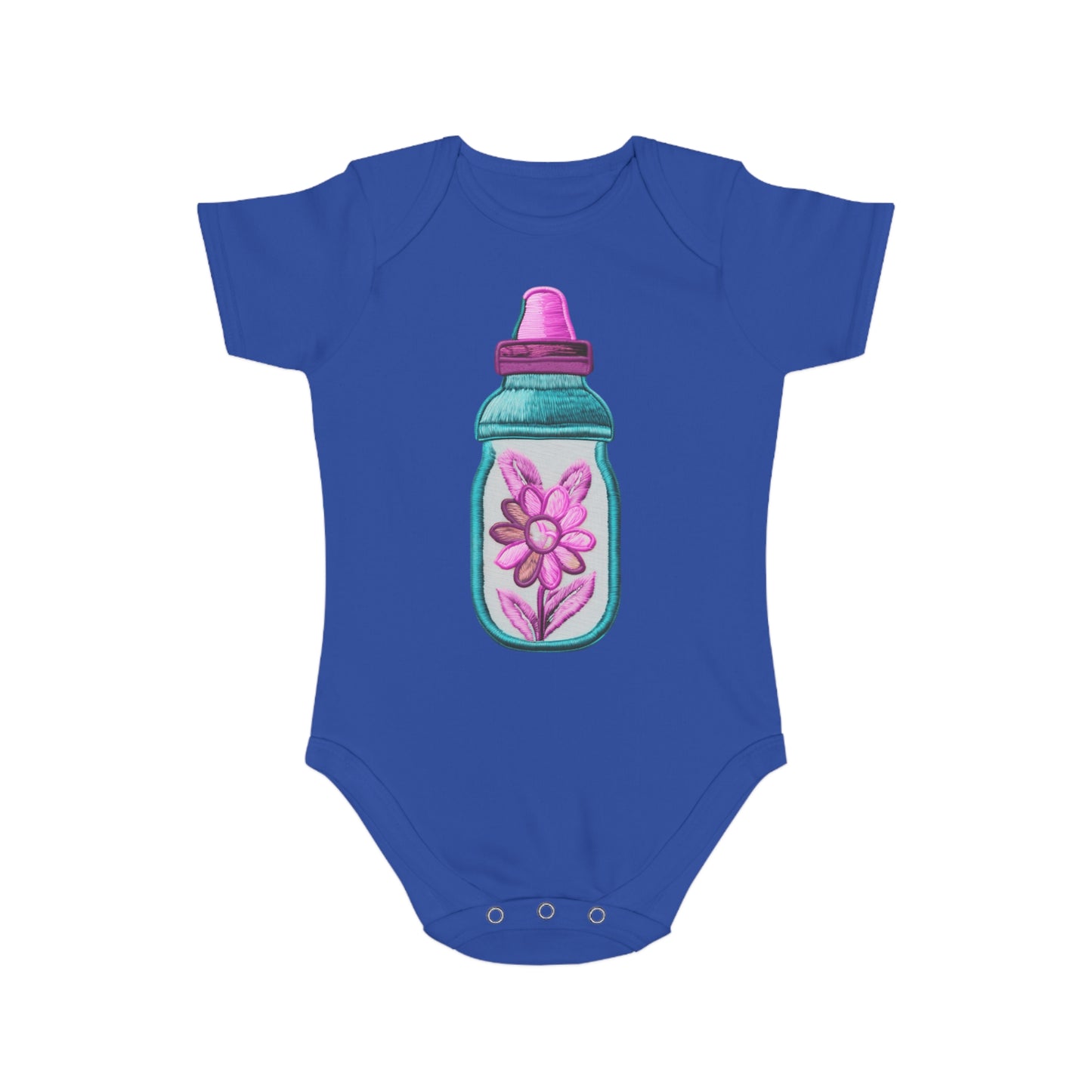 Pink/Blue Bottle Short Sleeve Baby Bodysuit