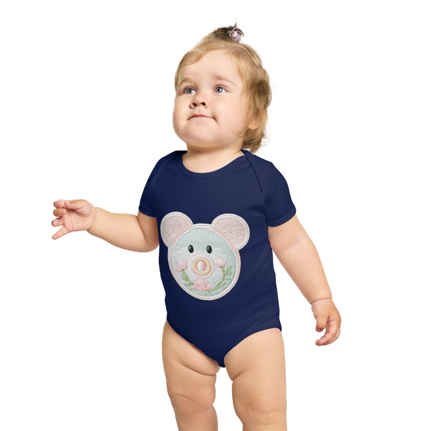 Pink/ Blue Pacifier Girl Short Sleeve Baby Bodysuit