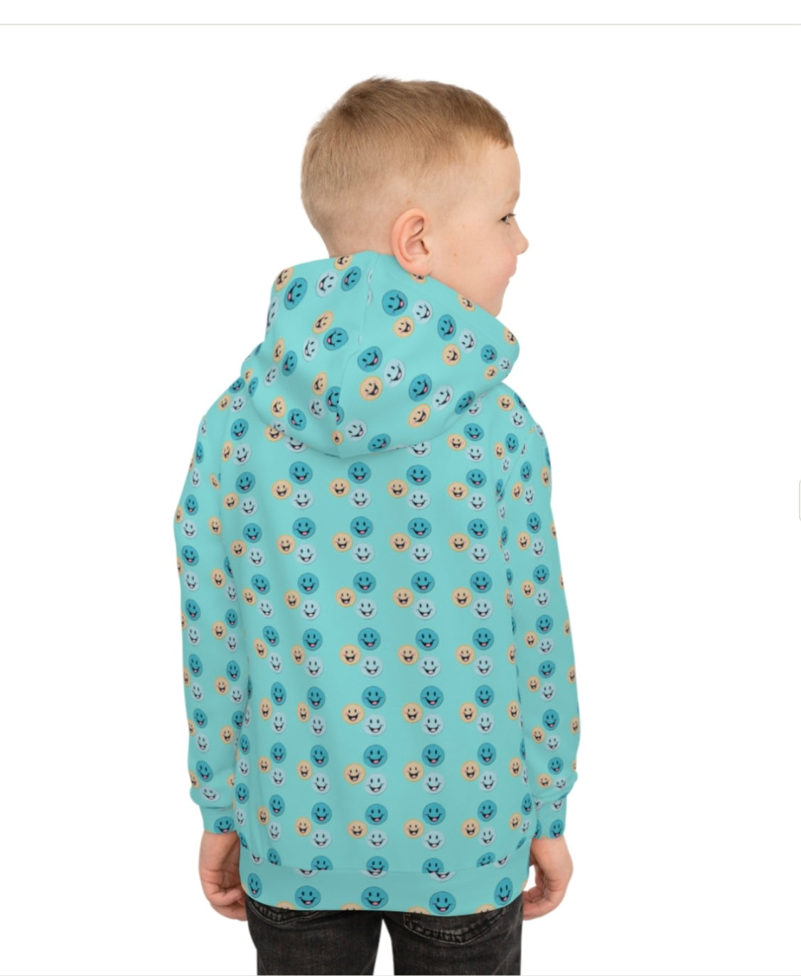 Children's Hoodie - Happy Face Blue and Yellow