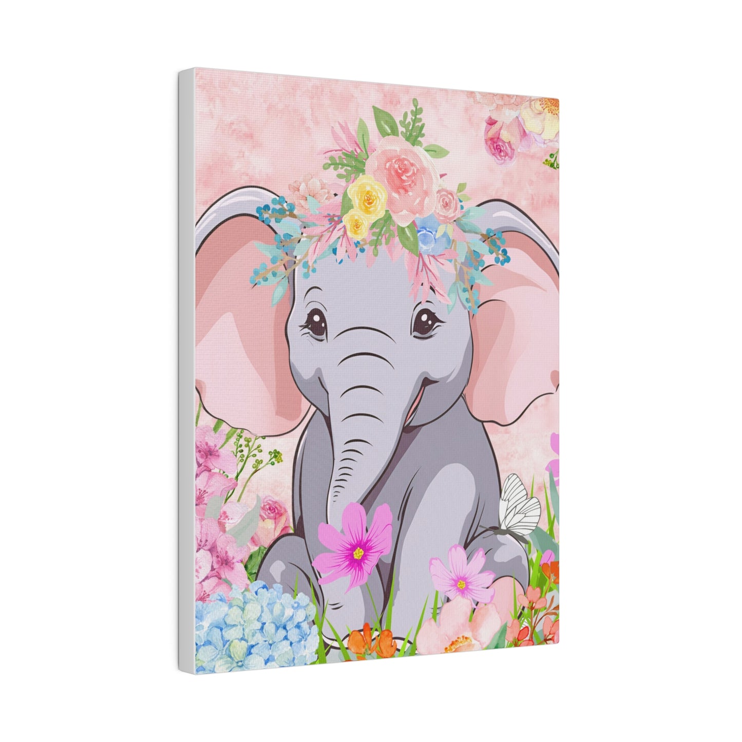 Happy  Elephant Matte Canvas, Stretched, 0.75"