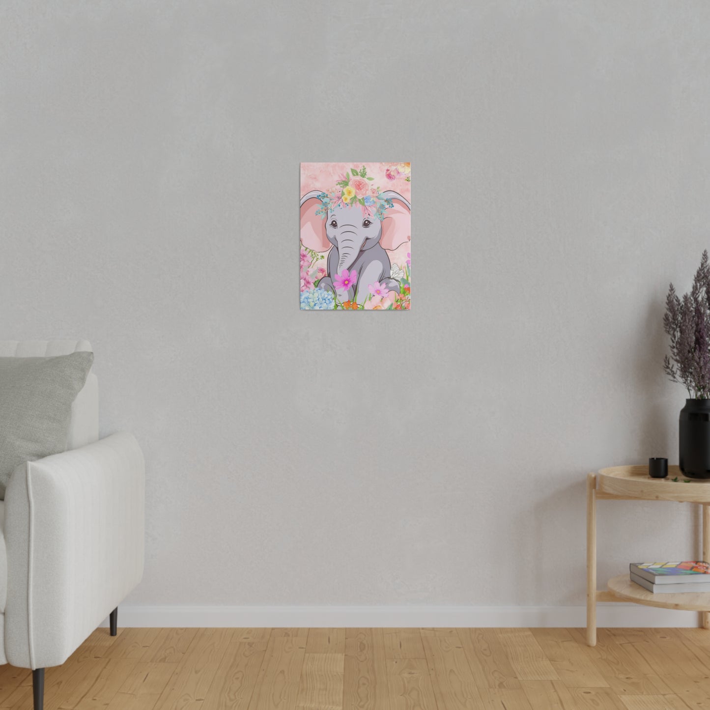 Happy  Elephant Matte Canvas, Stretched, 0.75"