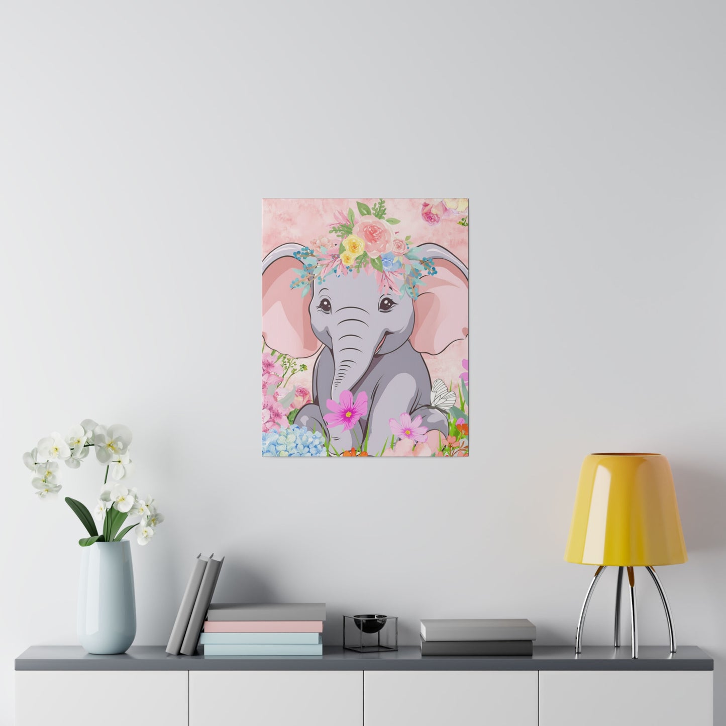 Happy  Elephant Matte Canvas, Stretched, 0.75"