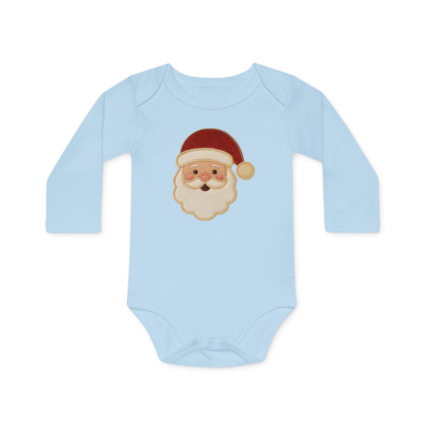 Baby Bodysuit — Cute Vintage Santa Face Holiday Long-Sleeve Organic Onesie