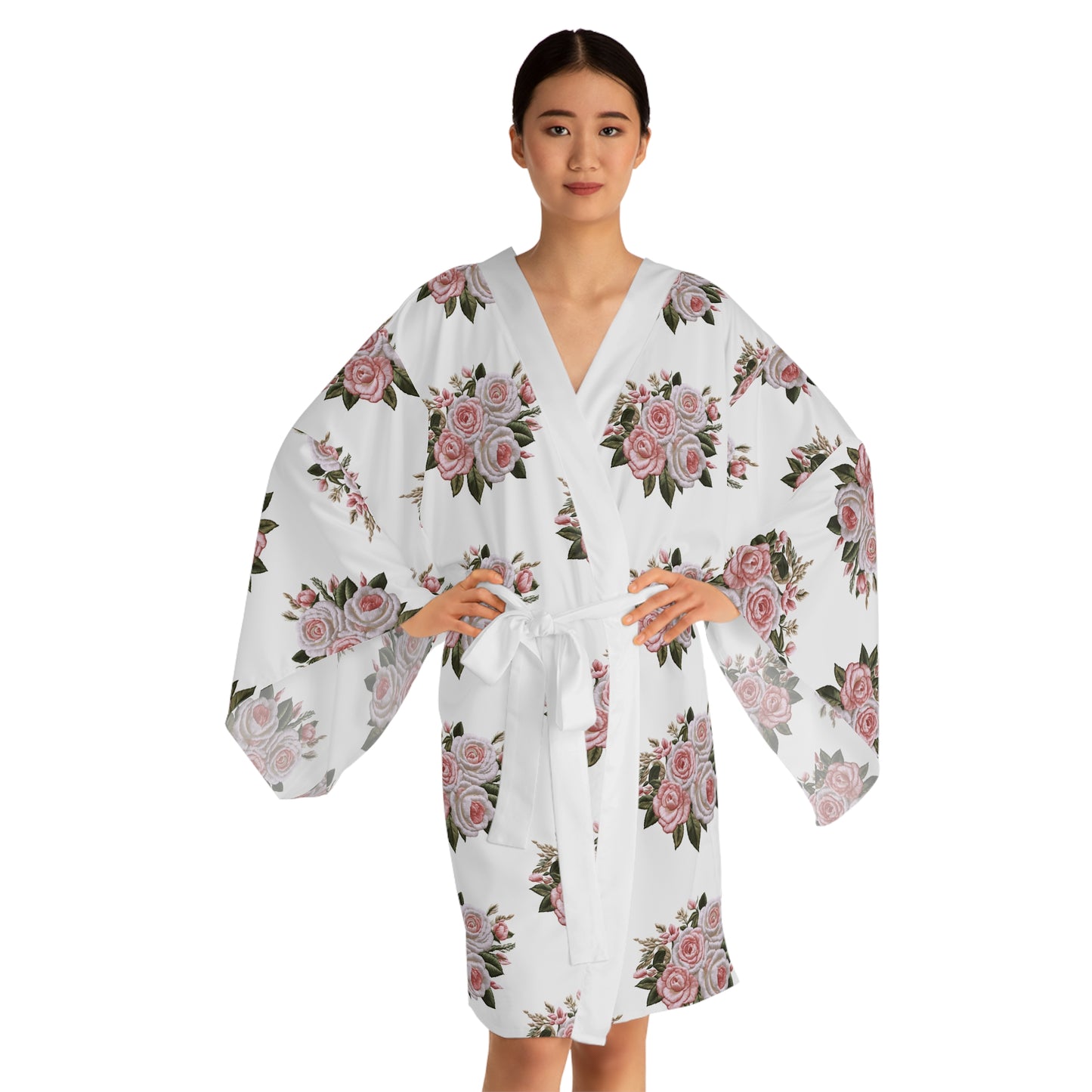 Rose Bouquet Matching Kimono Robe