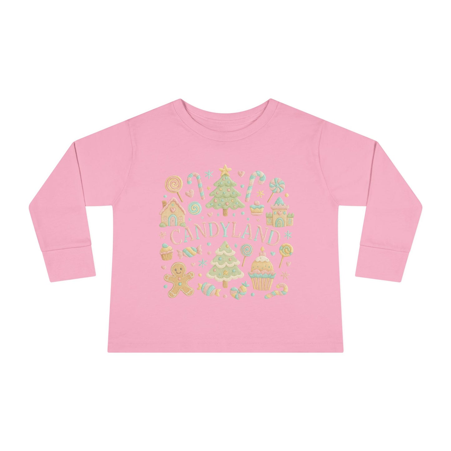 Candyland Toddler Long Sleeve Tee — Christmas Gingerbread Holiday Shirt