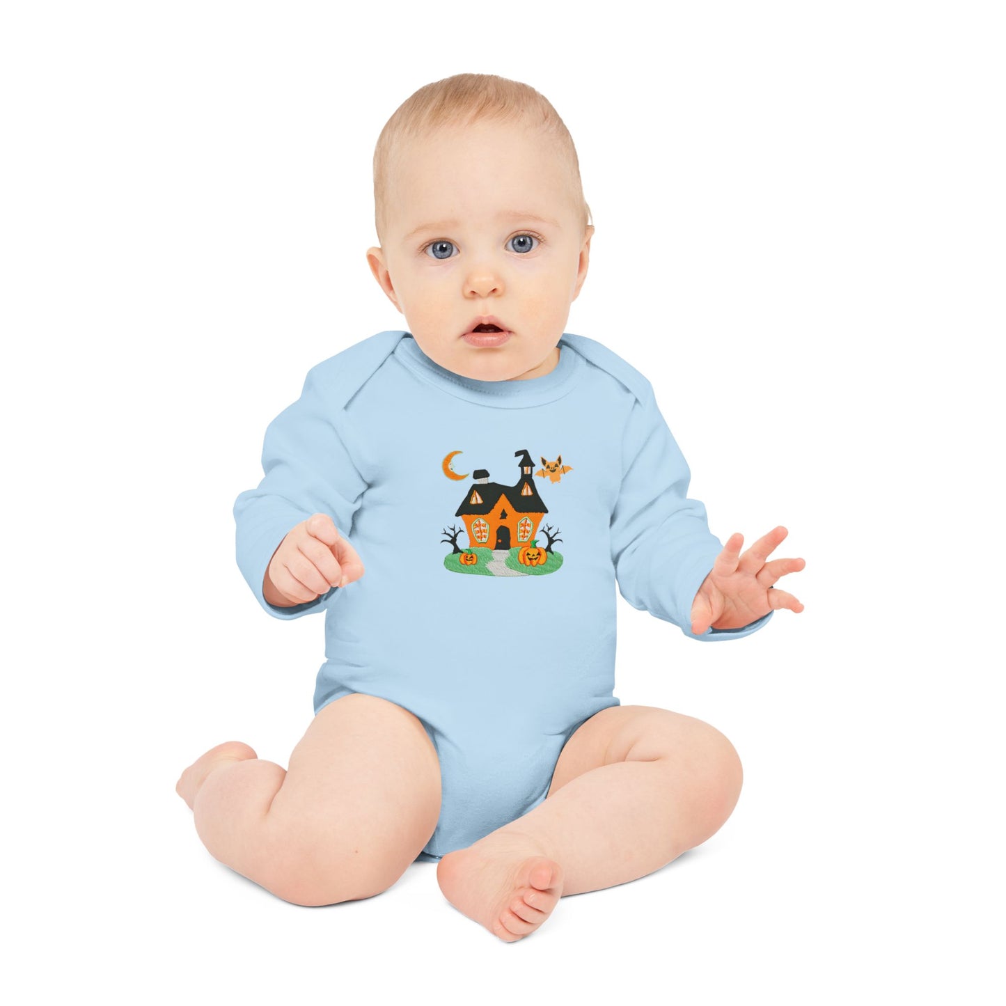 Haunted House Baby Long-Sleeve Organic Bodysuit