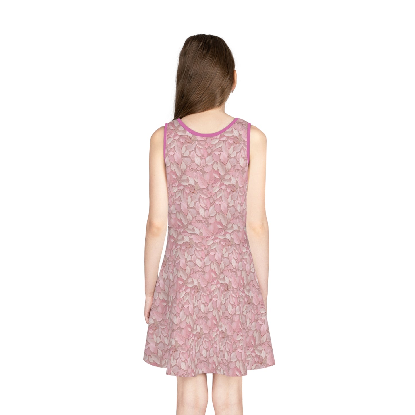 Pink Leaves Girls' Sleeveless Sundress