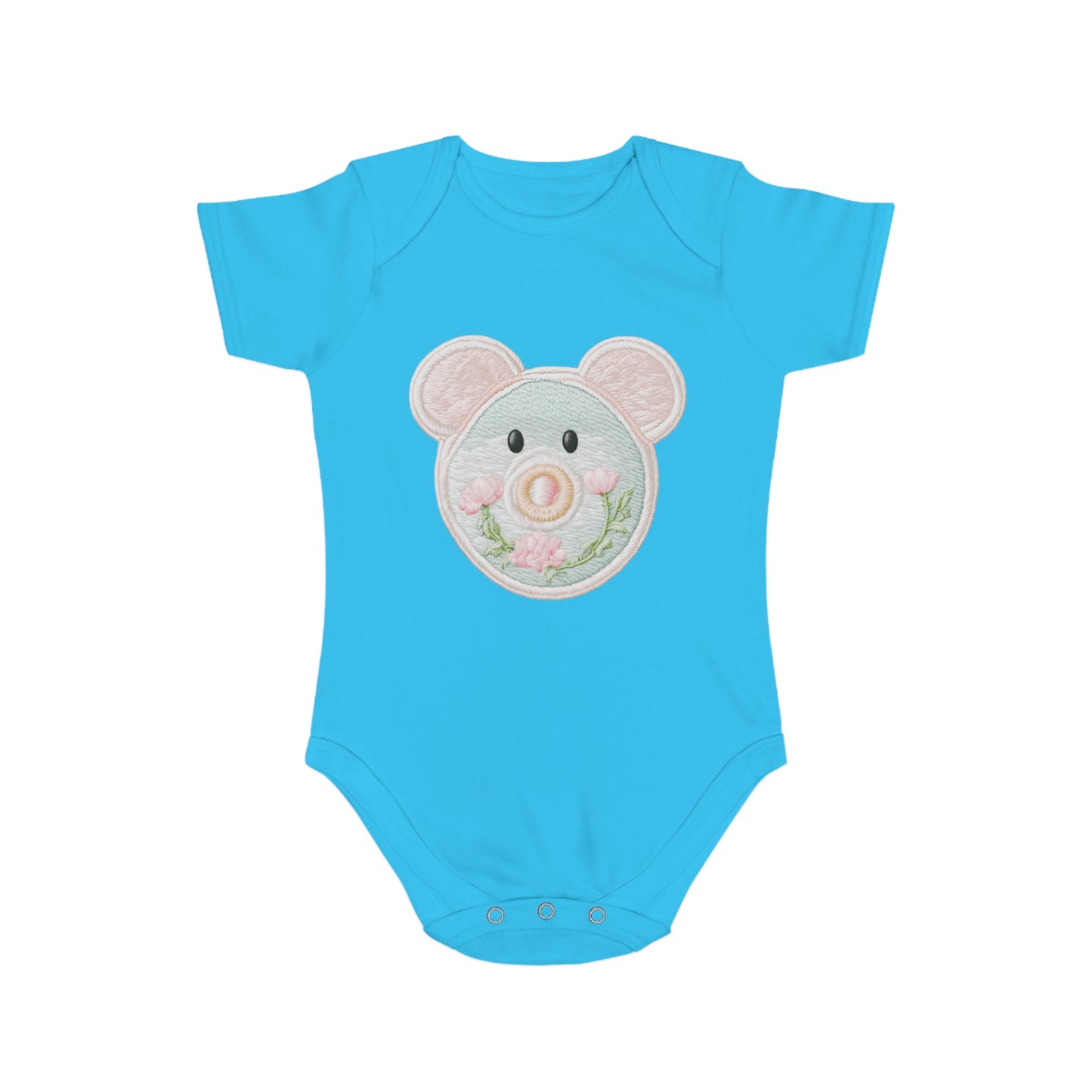 Pink/ Blue Pacifier Girl Short Sleeve Baby Bodysuit