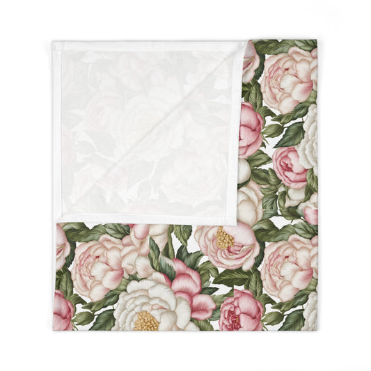 Pink and White Roses Baby Swaddle Blanket