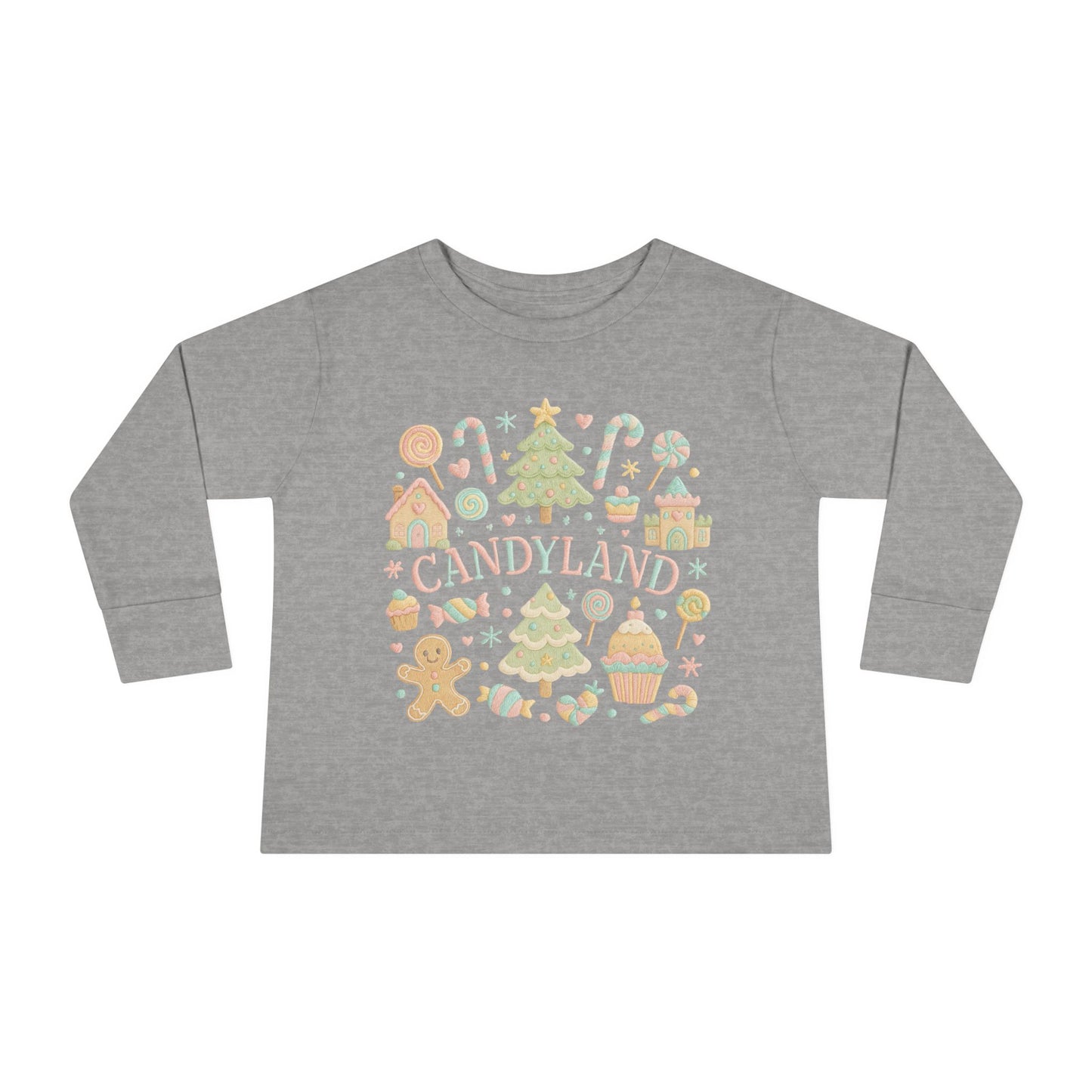 Candyland Toddler Long Sleeve Tee — Christmas Gingerbread Holiday Shirt