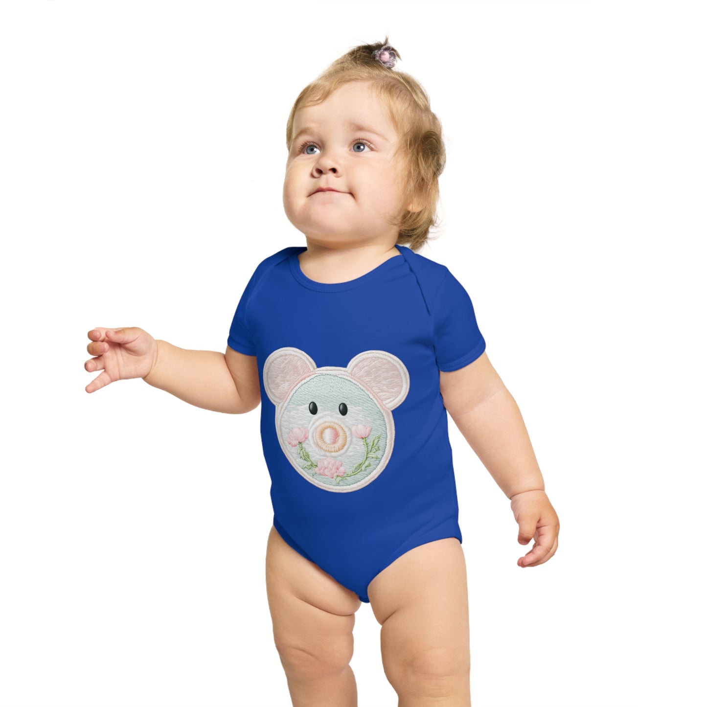 Pink/ Blue Pacifier Girl Short Sleeve Baby Bodysuit